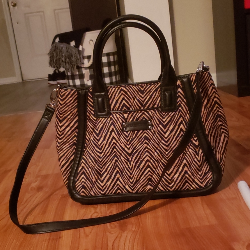 NWT Vera Bradley Trimmed Trapeze Satchel Zebra